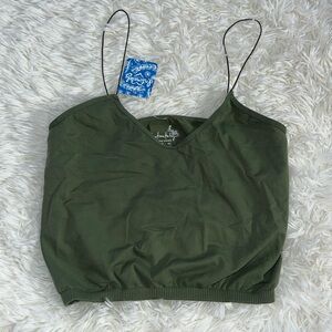 Free People Intimately Cami Cropped Color Deep Army Size M/L NWT